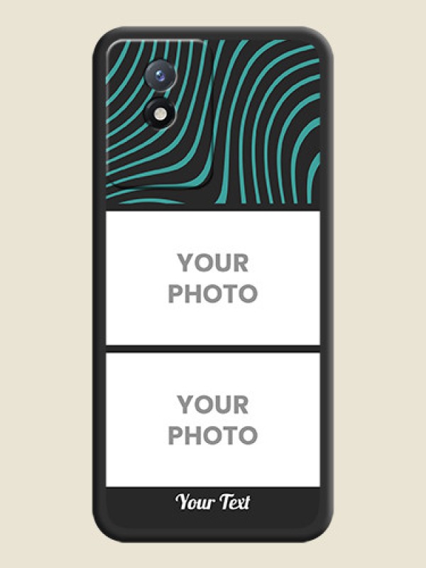 Custom Wave Pattern with 2 Image Holder on Space Black Personalized Soft Matte Phone Covers - Vivo Y02t - alternate view