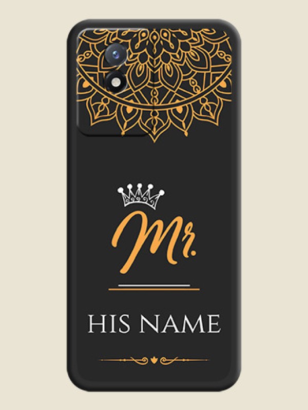 Custom Mr Name with Floral Design  on Personalised Space Black Soft Matte Cases - Vivo Y02t - alternate view