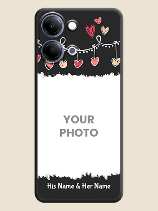 Custom Pink Love Hangings with Name On Space Black Custom Soft Matte Mobile Back Cover - Vivo Y05 4G - alternate view