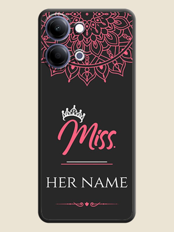 Custom Mrs Name with Floral Design On Space Black Custom Soft Matte Mobile Back Cover - Vivo Y05 4G - alternate view