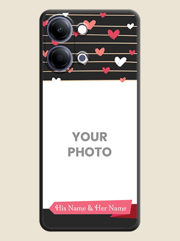 Custom Love Pattern with Name on Pink Ribbon on Photo On Space Black Custom Soft Matte Mobile Back Cover - Vivo Y11 5G - alternate view