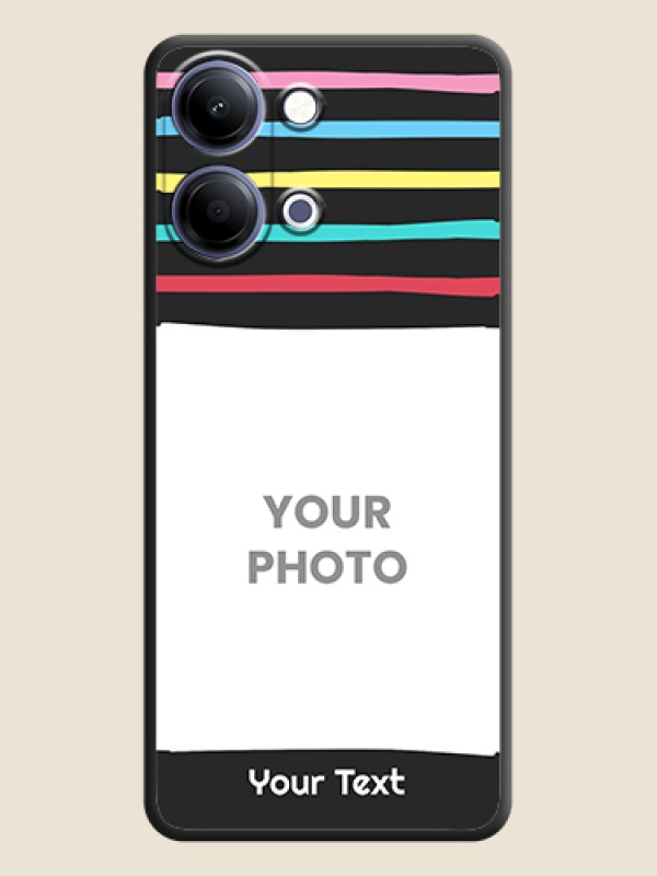 Custom Multicolor Lines with Image On Space Black Custom Soft Matte Mobile Back Cover - Vivo Y11 5G - alternate view