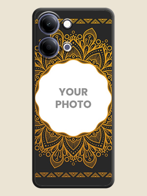 Custom Round Image with Floral Design On Space Black Custom Soft Matte Mobile Back Cover - Vivo Y11 5G - alternate view