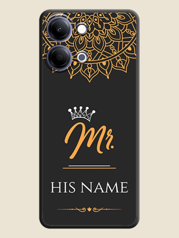 Custom Mr Name with Floral Design On Space Black Custom Soft Matte Mobile Back Cover - Vivo Y11 5G - alternate view