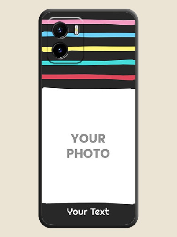 Custom Multicolor Lines with Image on Space Black Personalized Soft Matte Phone Covers - Vivo Y15c - alternate view