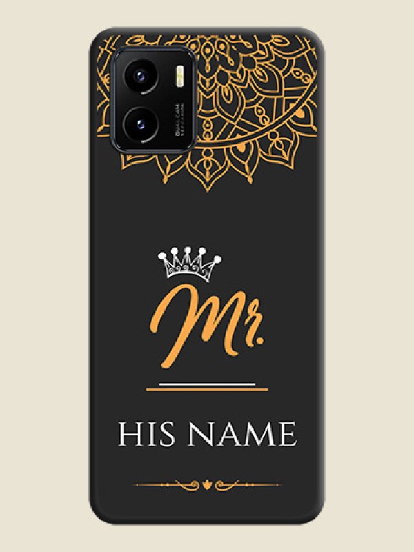 Custom Mr Name with Floral Design  on Personalised Space Black Soft Matte Cases - Vivo Y15c - alternate view