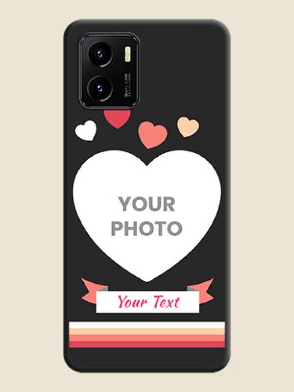 Custom Love Shaped Photo with Colorful Stripes on Personalised Space Black Soft Matte Cases - Vivo Y15s - alternate view