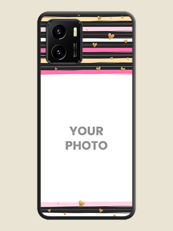 Custom Multicolor Lines and Golden Love Symbols Design on Photo on Space Black Soft Matte Mobile Cover - Vivo Y15s - alternate view