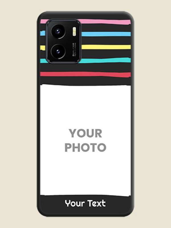 Custom Multicolor Lines with Image on Space Black Personalized Soft Matte Phone Covers - Vivo Y15s - alternate view