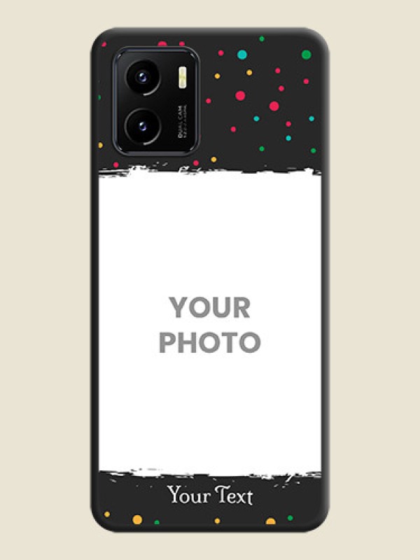 Custom Multicolor Dotted Pattern with Text on Space Black Custom Soft Matte Phone Back Cover - Vivo Y15s - alternate view