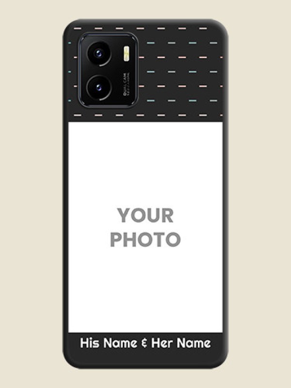 Custom Line Pattern Design with Text on Space Black Custom Soft Matte Phone Back Cover - Vivo Y15s - alternate view
