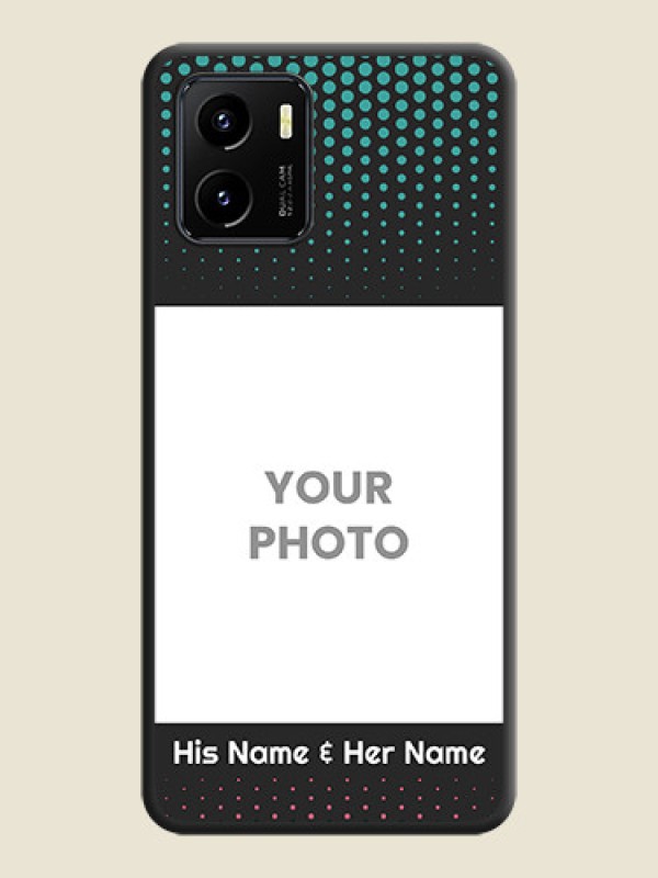 Custom Faded Dots with Grunge Photo Frame and Text on Space Black Custom Soft Matte Phone Cases - Vivo Y15s - alternate view