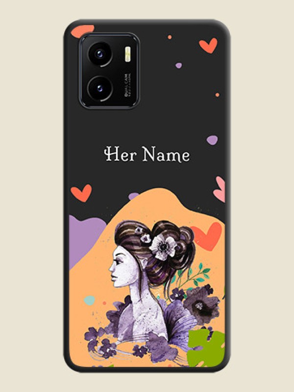 Custom Namecase For Her With Fancy Lady Image On Space Black Personalized Soft Matte Phone Covers -Vivo Y15S - alternate view