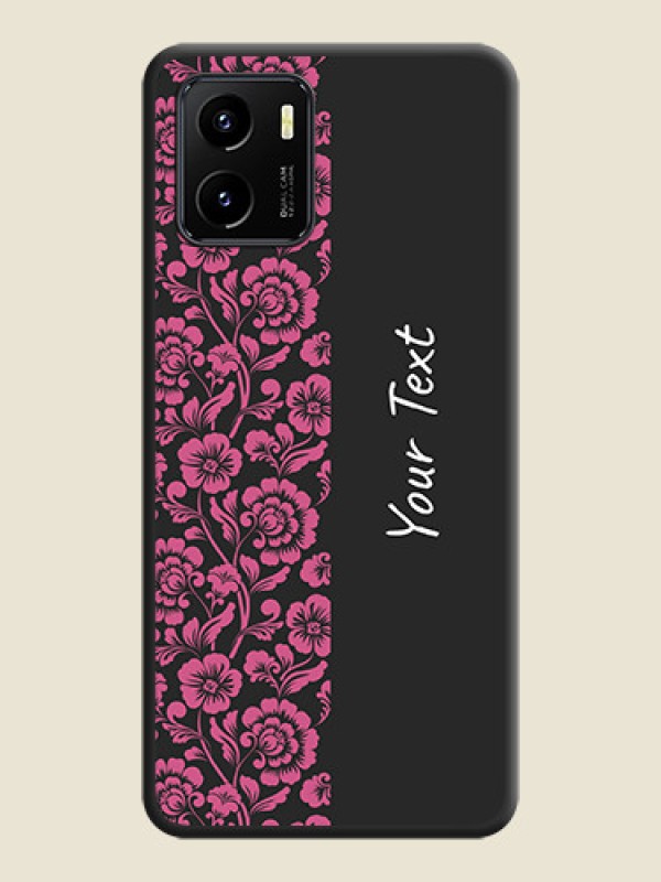 Custom Pink Floral Pattern Design With Custom Text On Space Black Personalized Soft Matte Phone Covers -Vivo Y15S - alternate view