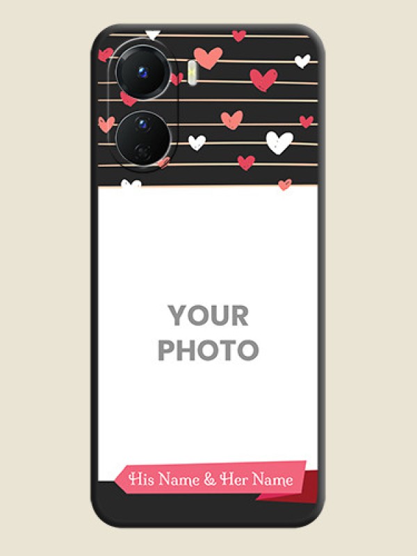 Custom Love Pattern with Name on Pink Ribbon  on Photo on Space Black Soft Matte Back Cover - Vivo Y16 - alternate view