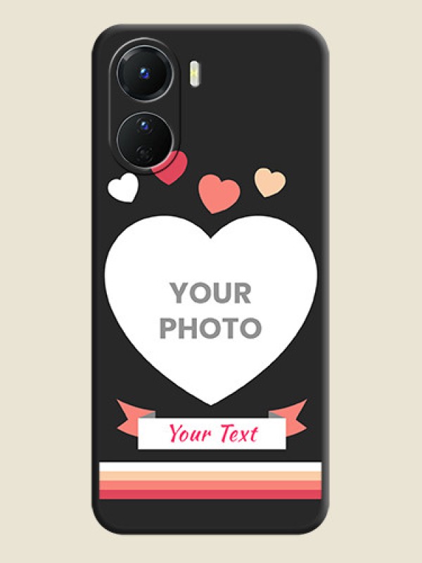 Custom Love Shaped Photo with Colorful Stripes on Personalised Space Black Soft Matte Cases - Vivo Y16 - alternate view