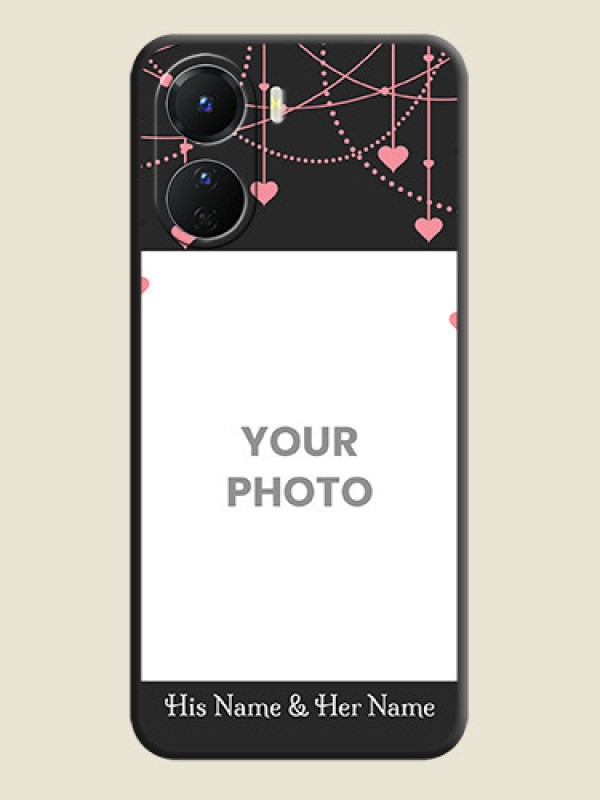 Custom Pink Love Hangings with Text on Space Black Custom Soft Matte Back Cover - Vivo Y16 - alternate view