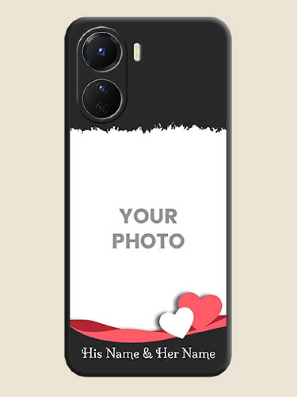 Custom Pin Color Love Shaped Ribbon Design with Text on Space Black Custom Soft Matte Phone Back Cover - Vivo Y16 - alternate view