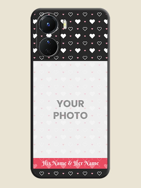 Custom White Color Love Symbols with Text Design on Photo on Space Black Soft Matte Phone Cover - Vivo Y16 - alternate view