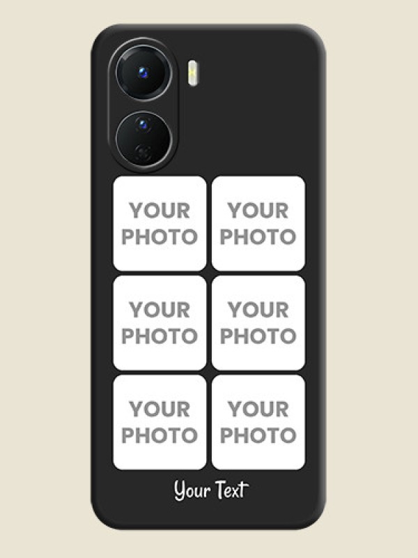 Custom Floral Art with 6 Image Holder on Photo on Space Black Soft Matte Mobile Case - Vivo Y16 - alternate view