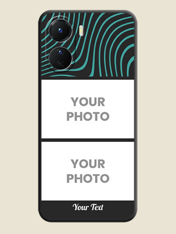 Custom Wave Pattern with 2 Image Holder on Space Black Personalized Soft Matte Phone Covers - Vivo Y16 - alternate view
