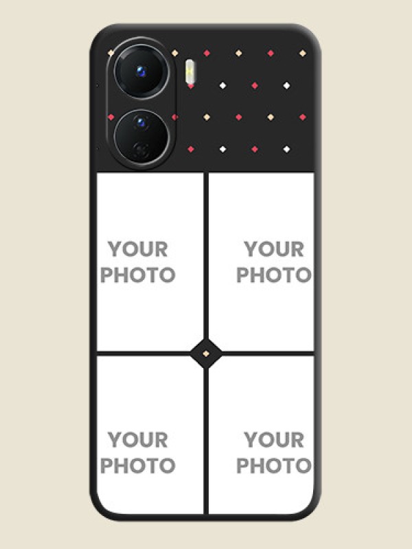 Custom Multicolor Dotted Pattern with 4 Image Holder on Space Black Custom Soft Matte Phone Cases - Vivo Y16 - alternate view