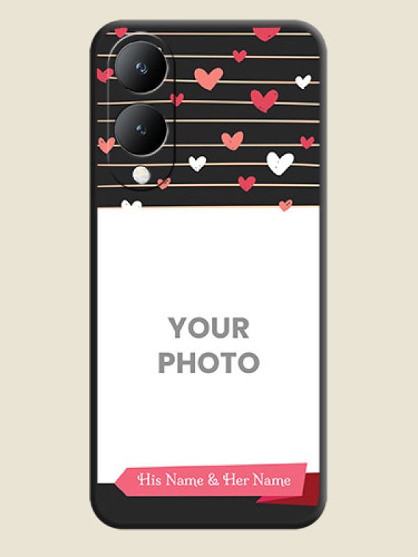 Custom Love Pattern with Name on Pink Ribbon  on Photo On Space Black Custom Soft Matte Mobile Back Cover - Vivo Y17S - alternate view