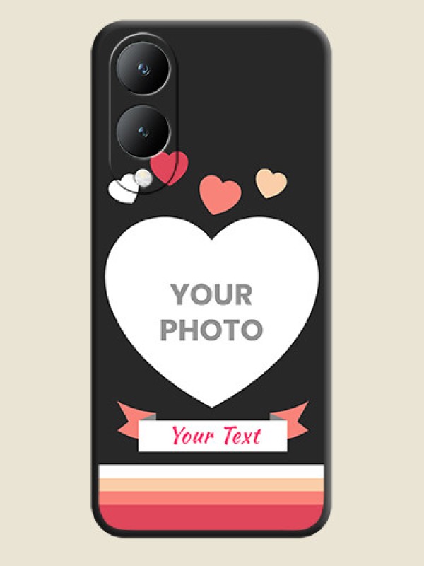 Custom Love Shaped Photo with Colorful Stripes On Space Black Custom Soft Matte Mobile Back Cover - Vivo Y17S - alternate view