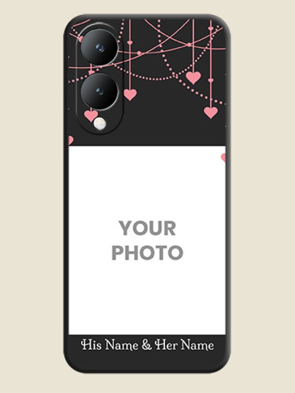 Custom Pink Love Hangings with Text On Space Black Custom Soft Matte Mobile Back Cover - Vivo Y17S - alternate view