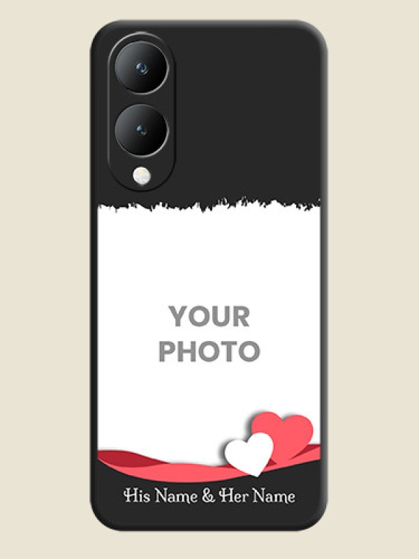 Custom Pin Color Love Shaped Ribbon Design with Text On Space Black Custom Soft Matte Mobile Back Cover - Vivo Y17S - alternate view