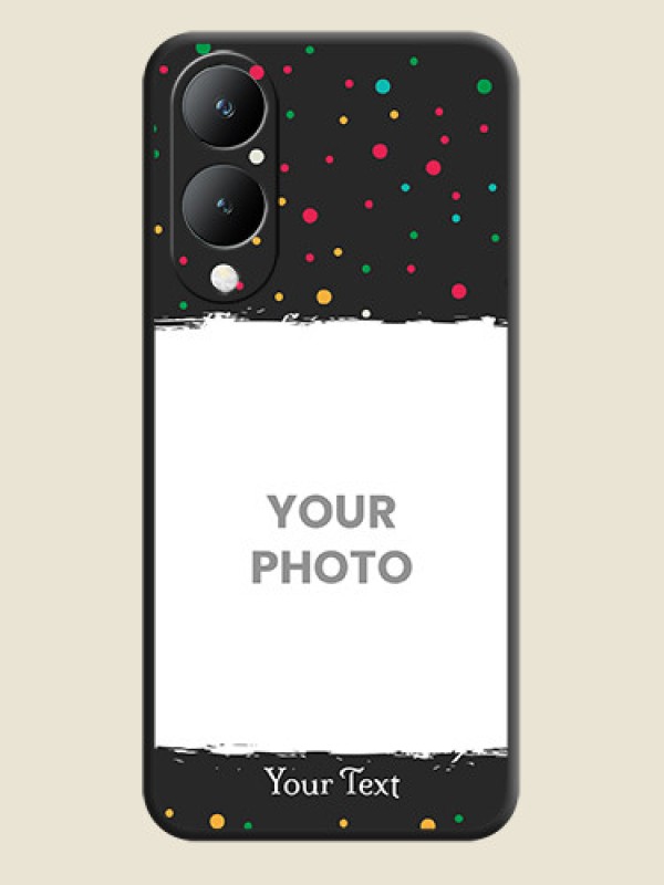 Custom Multicolor Dotted Pattern with Text  On Space Black Custom Soft Matte Mobile Back Cover - Vivo Y17S - alternate view