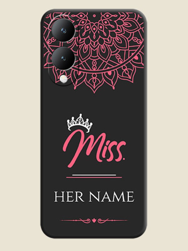 Custom Mrs Name with Floral Design On Space Black Custom Soft Matte Mobile Back Cover - Vivo Y17S - alternate view