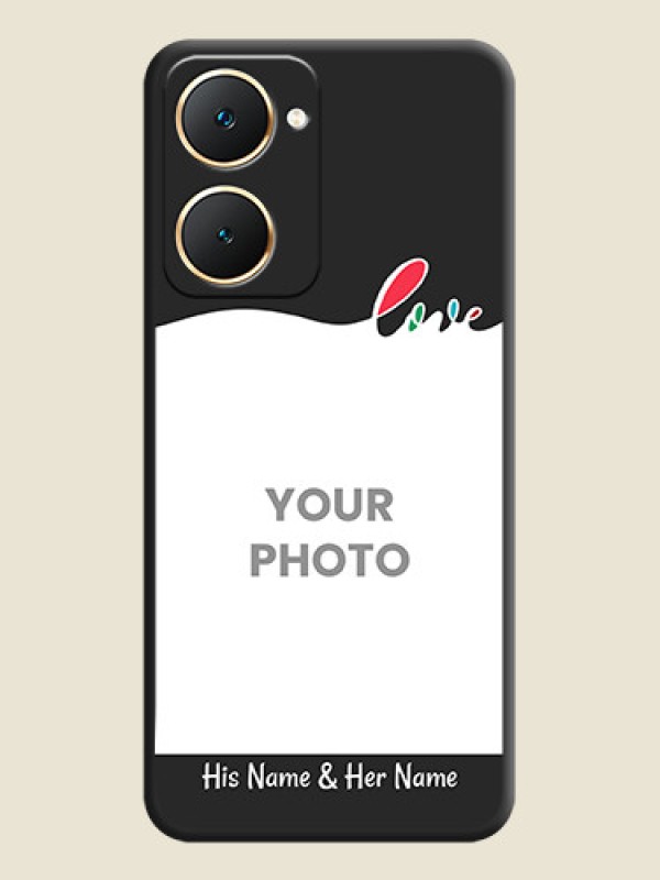 Custom Fall in Love Pattern with Picture on Photo On Space Black Custom Soft Matte Mobile Back Cover - Vivo Y18 - alternate view