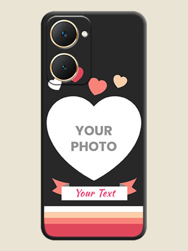 Custom Love Shaped Photo with Colorful Stripes On Space Black Custom Soft Matte Mobile Back Cover - Vivo Y18e - alternate view