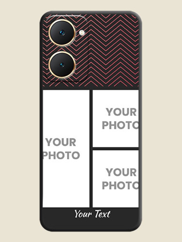 Custom Wave Pattern with 3 Image Holder On Space Black Custom Soft Matte Mobile Back Cover - Vivo Y18e - alternate view
