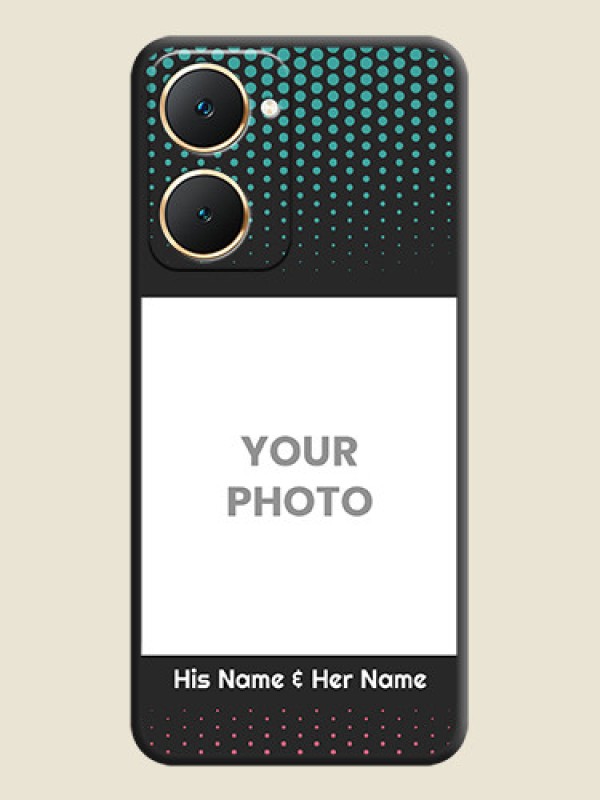 Custom Faded Dots with Grunge Photo Frame and Text On Space Black Custom Soft Matte Mobile Back Cover - Vivo Y18e - alternate view