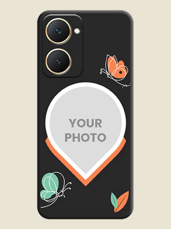 Custom Upload Pic With Simple Butterly Design On Space Black Custom Soft Matte Mobile Back Cover - Vivo Y18e - alternate view