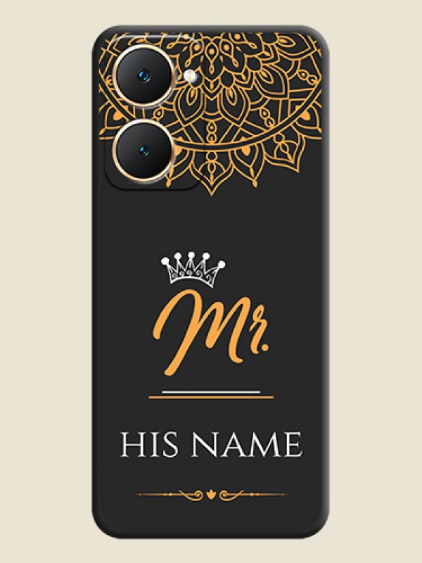 Custom Mr Name with Floral Design On Space Black Custom Soft Matte Mobile Back Cover - Vivo Y18i - alternate view