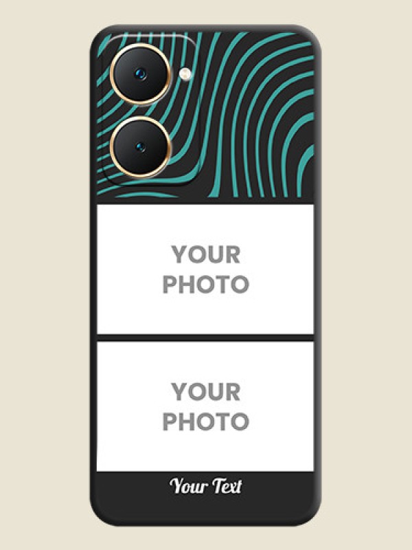 Custom Wave Pattern with 2 Image Holder On Space Black Custom Soft Matte Mobile Back Cover - Vivo Y18T - alternate view