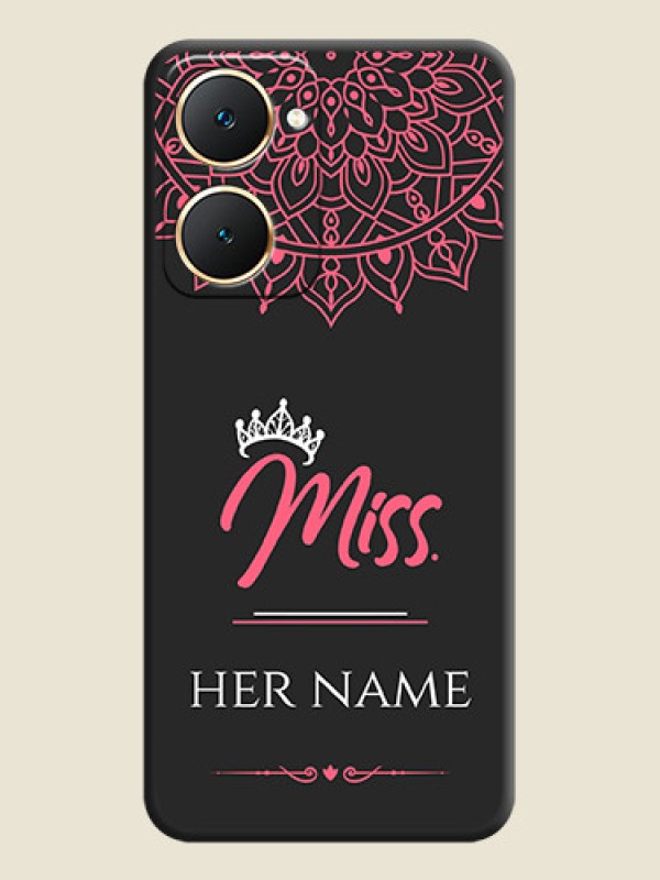 Custom Mrs Name with Floral Design On Space Black Custom Soft Matte Mobile Back Cover - Vivo Y18T - alternate view