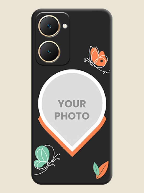Custom Upload Pic With Simple Butterly Design On Space Black Custom Soft Matte Mobile Back Cover - Vivo Y18T - alternate view