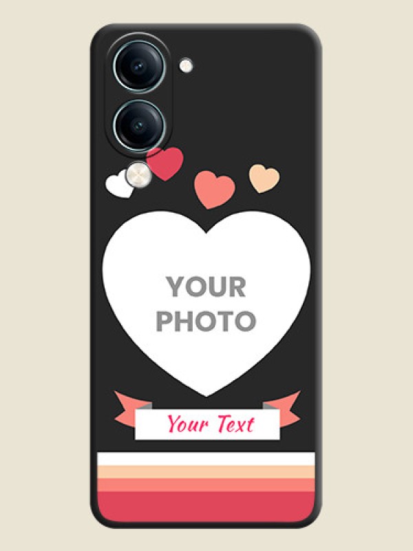Custom Love Shaped Photo with Colorful Stripes On Space Black Custom Soft Matte Mobile Back Cover - Vivo Y19 5G - alternate view