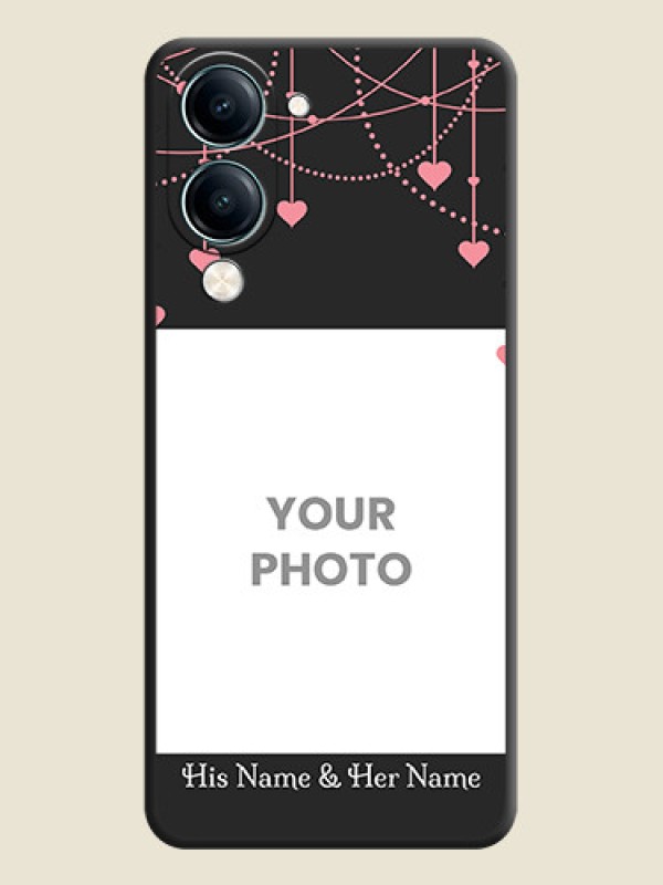 Custom Pink Love Hangings with Text On Space Black Custom Soft Matte Mobile Back Cover - Vivo Y19 5G - alternate view