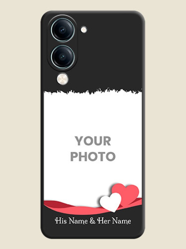 Custom Pin Color Love Shaped Ribbon Design with Text On Space Black Custom Soft Matte Mobile Back Cover - Vivo Y19 5G - alternate view