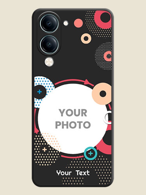 Custom Multicoloured Round Image On Space Black Custom Soft Matte Mobile Back Cover - Vivo Y19 5G - alternate view
