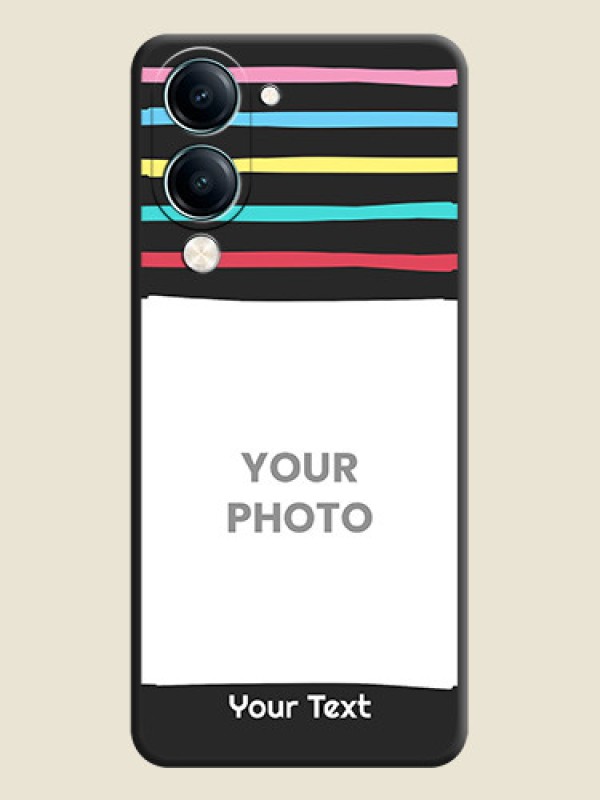 Custom Multicolor Lines with Image On Space Black Custom Soft Matte Mobile Back Cover - Vivo Y19 5G - alternate view