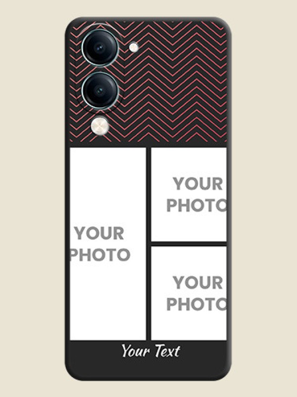 Custom Wave Pattern with 3 Image Holder On Space Black Custom Soft Matte Mobile Back Cover - Vivo Y19 5G - alternate view
