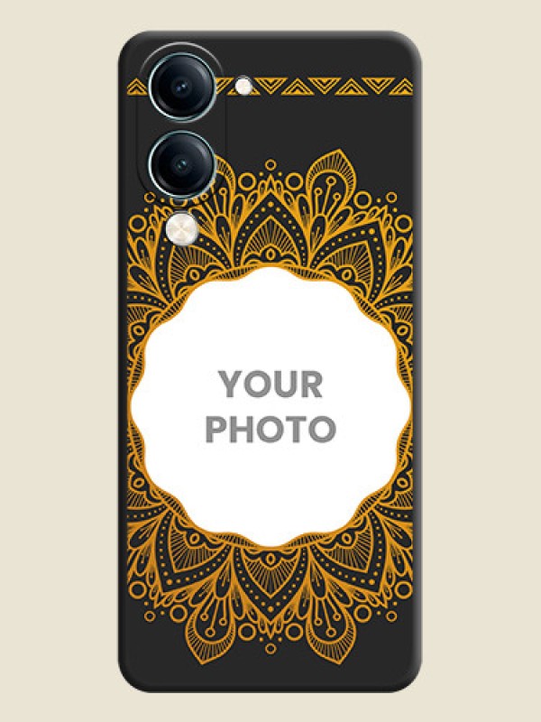 Custom Round Image with Floral Design On Space Black Custom Soft Matte Mobile Back Cover - Vivo Y19 5G - alternate view