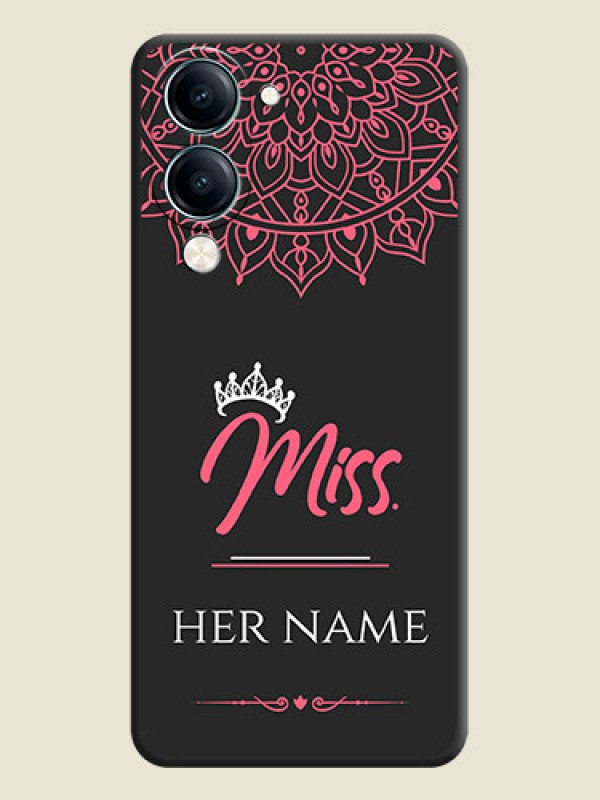 Custom Mrs Name with Floral Design On Space Black Custom Soft Matte Mobile Back Cover - Vivo Y19 5G - alternate view
