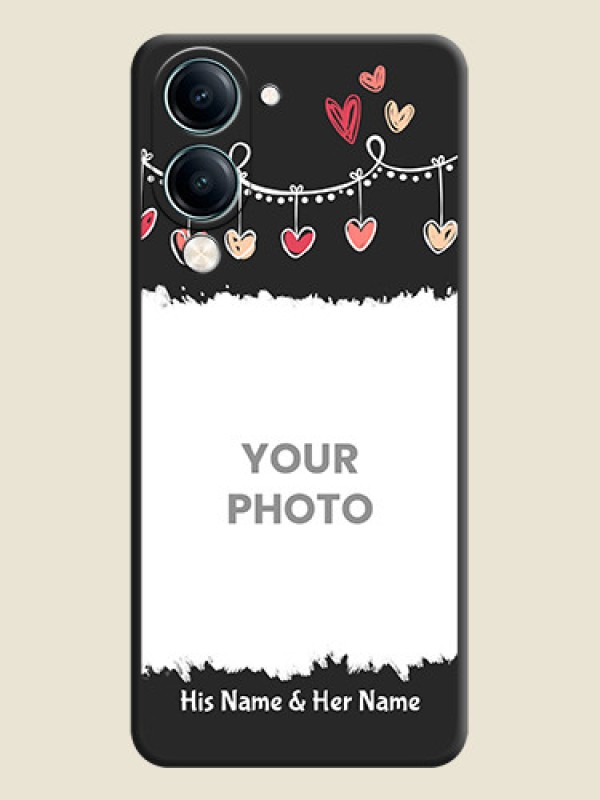 Custom Pink Love Hangings with Name On Space Black Custom Soft Matte Mobile Back Cover - Vivo Y19e - alternate view